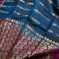 Blue Magenta Light Weight Kanchi Soft Silk  Saree