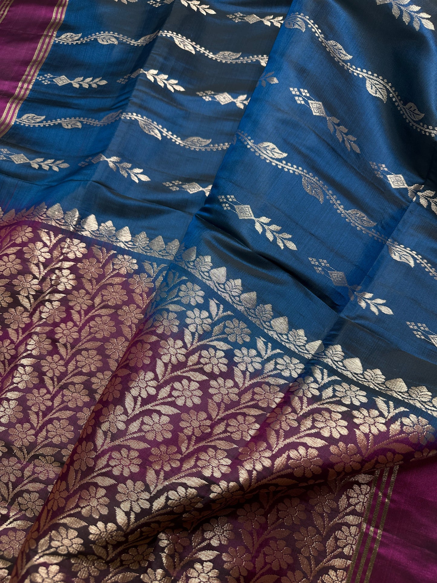 Blue Magenta Light Weight Kanchi Soft Silk  Saree