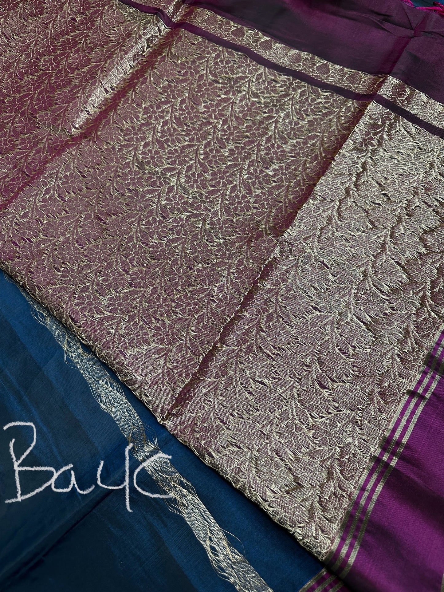 Blue Magenta Light Weight Kanchi Soft Silk  Saree
