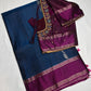 Blue Magenta Light Weight Kanchi Soft Silk  Saree
