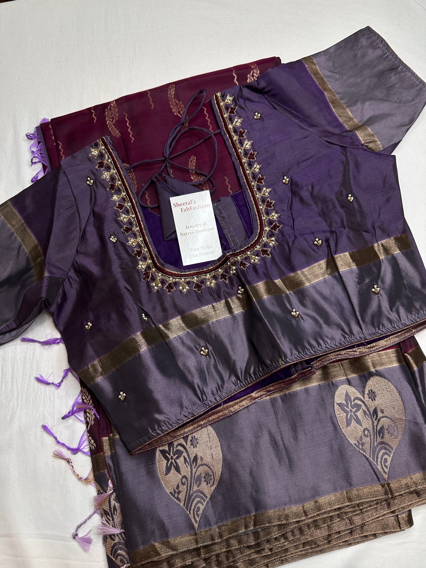 Purple lavender Light Weight Kanchi Soft Silk  Saree