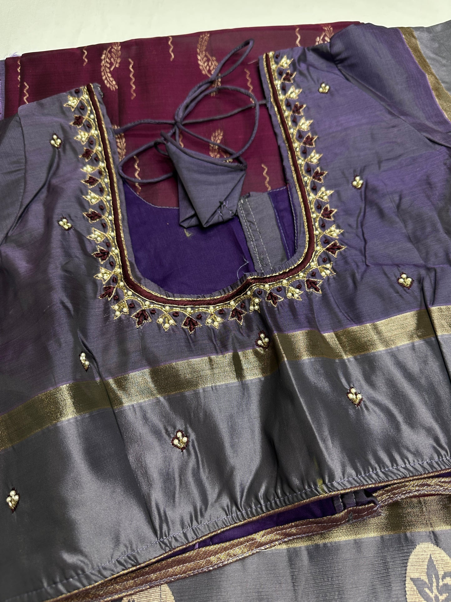 Purple lavender Light Weight Kanchi Soft Silk  Saree