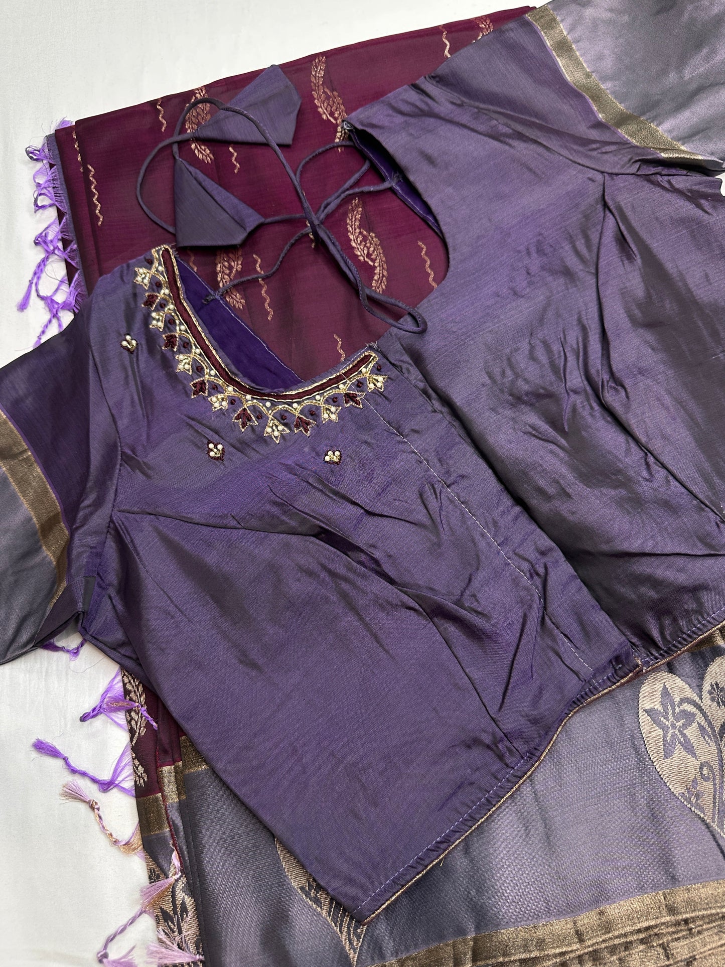 Purple lavender Light Weight Kanchi Soft Silk  Saree