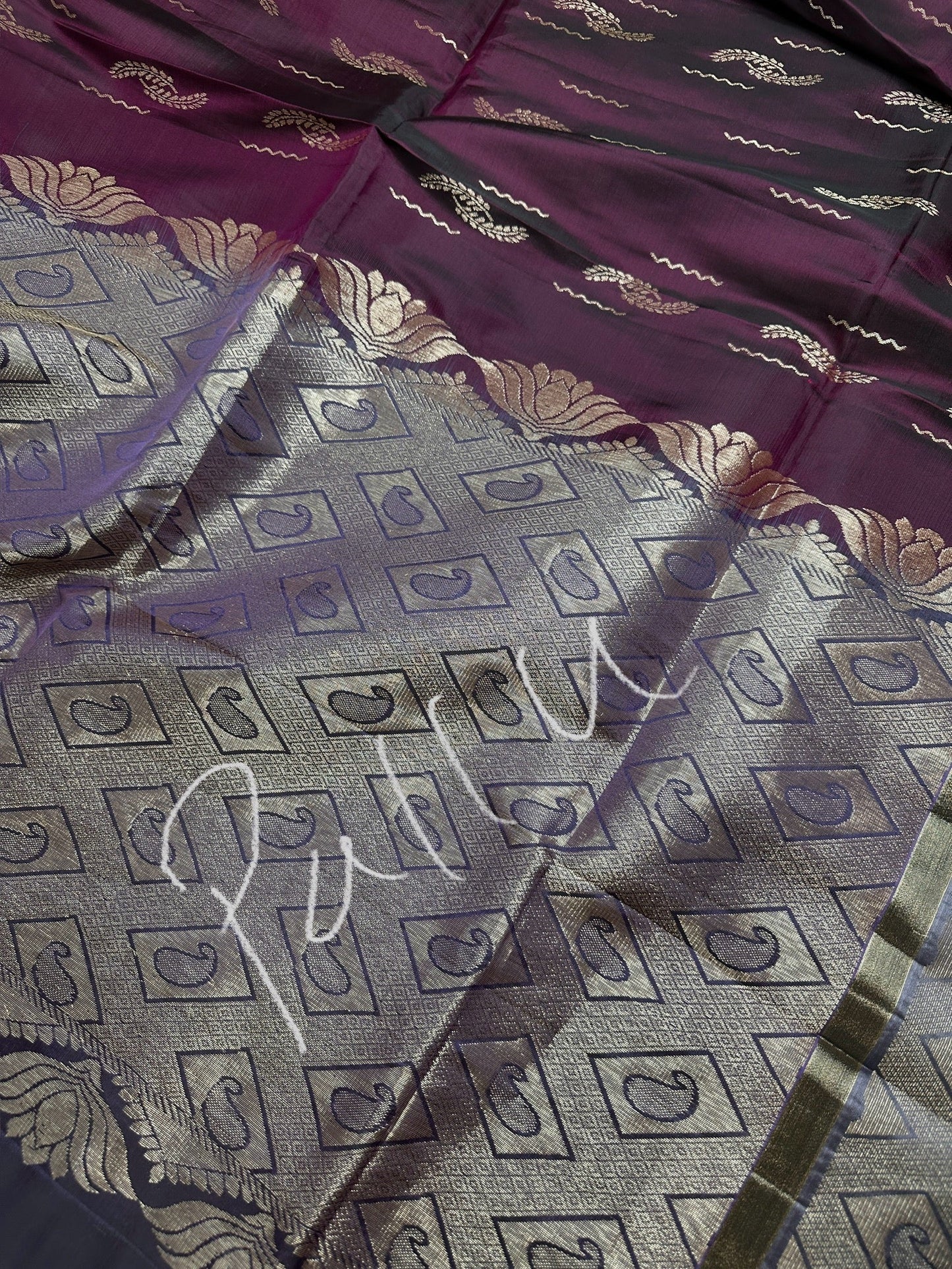 Purple lavender Light Weight Kanchi Soft Silk  Saree