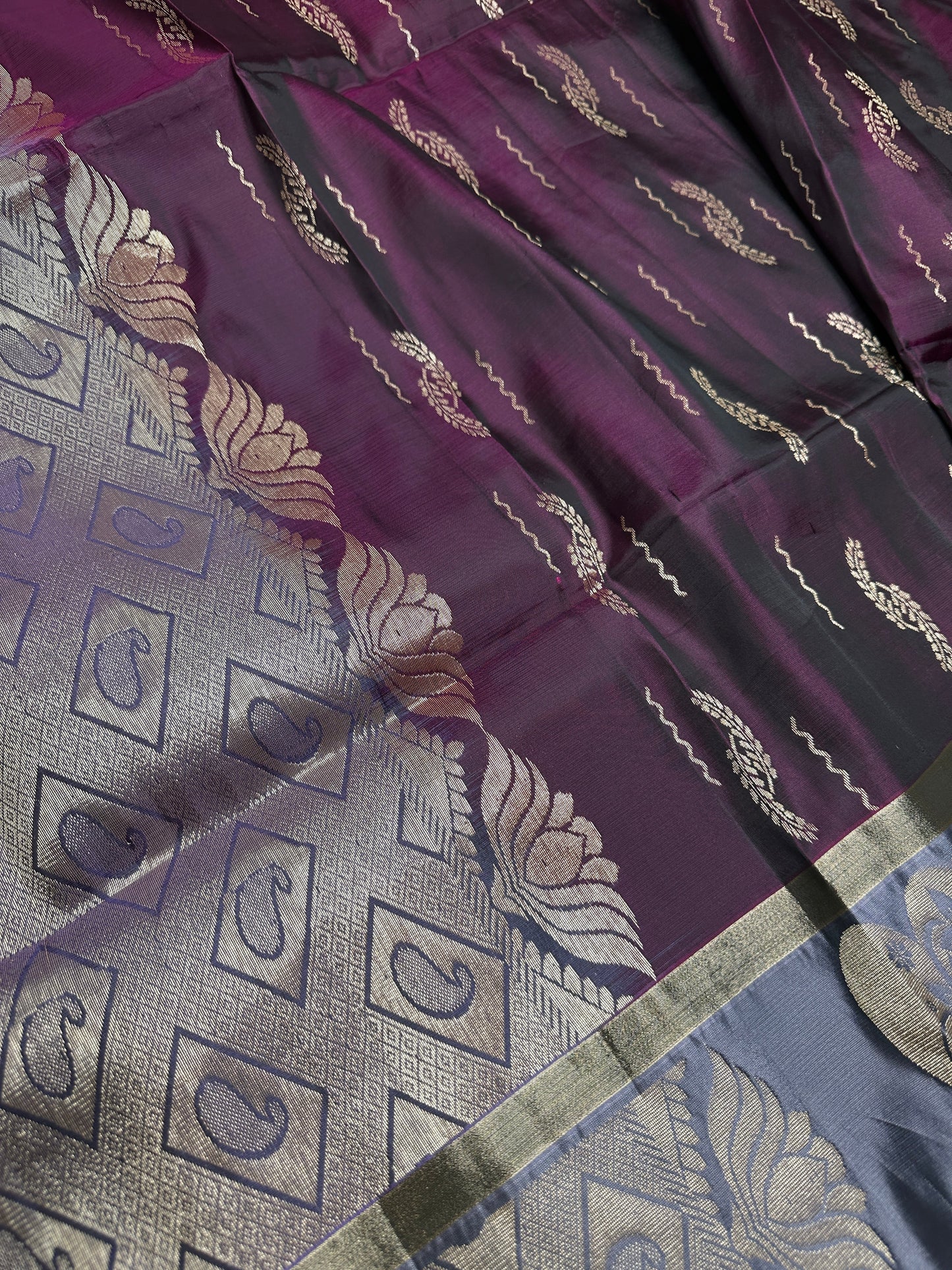 Purple lavender Light Weight Kanchi Soft Silk  Saree