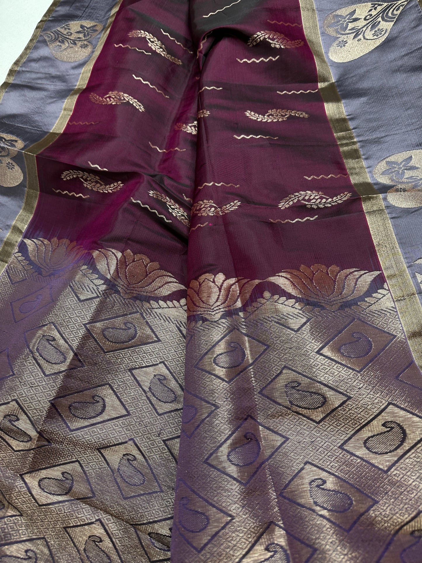 Purple lavender Light Weight Kanchi Soft Silk  Saree