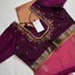 Creamish Brown Magenta Light Weight Kanchi Soft Silk  Saree