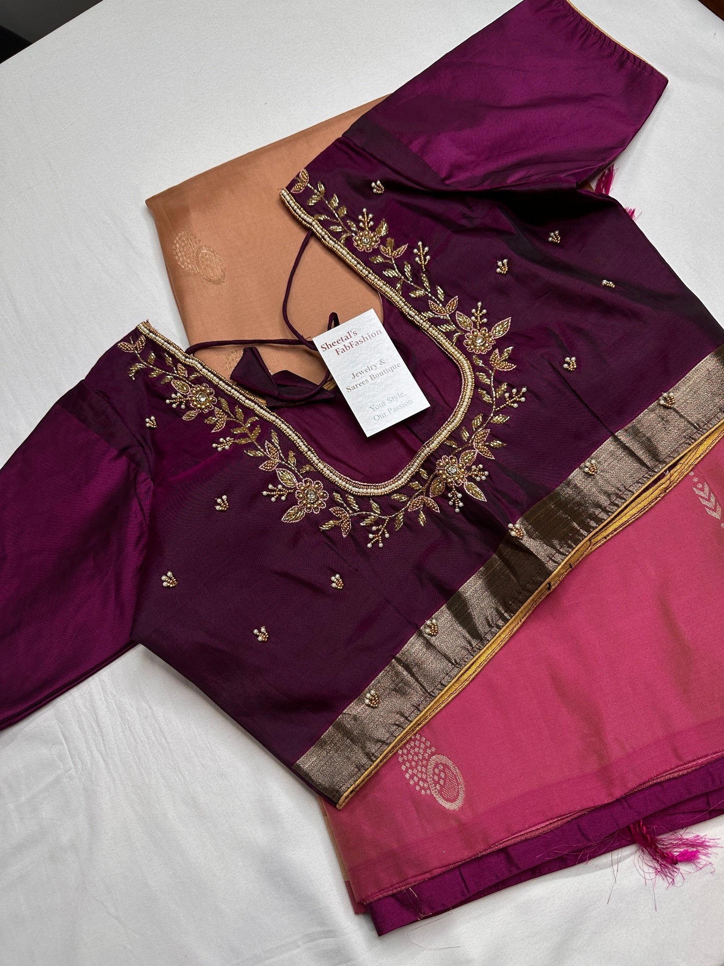 Creamish Brown Magenta Light Weight Kanchi Soft Silk  Saree