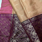 Creamish Brown Magenta Light Weight Kanchi Soft Silk  Saree
