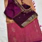 Creamish Brown Magenta Light Weight Kanchi Soft Silk  Saree