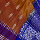 Brown Blue Light Weight Kanchi Soft Silk  Saree