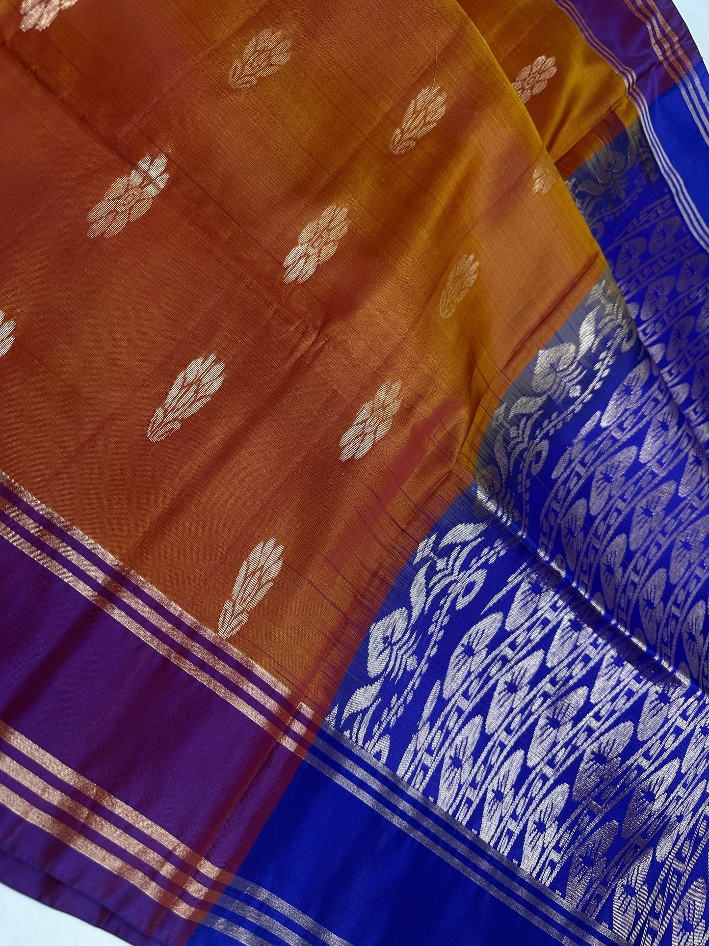 Brown Blue Light Weight Kanchi Soft Silk  Saree