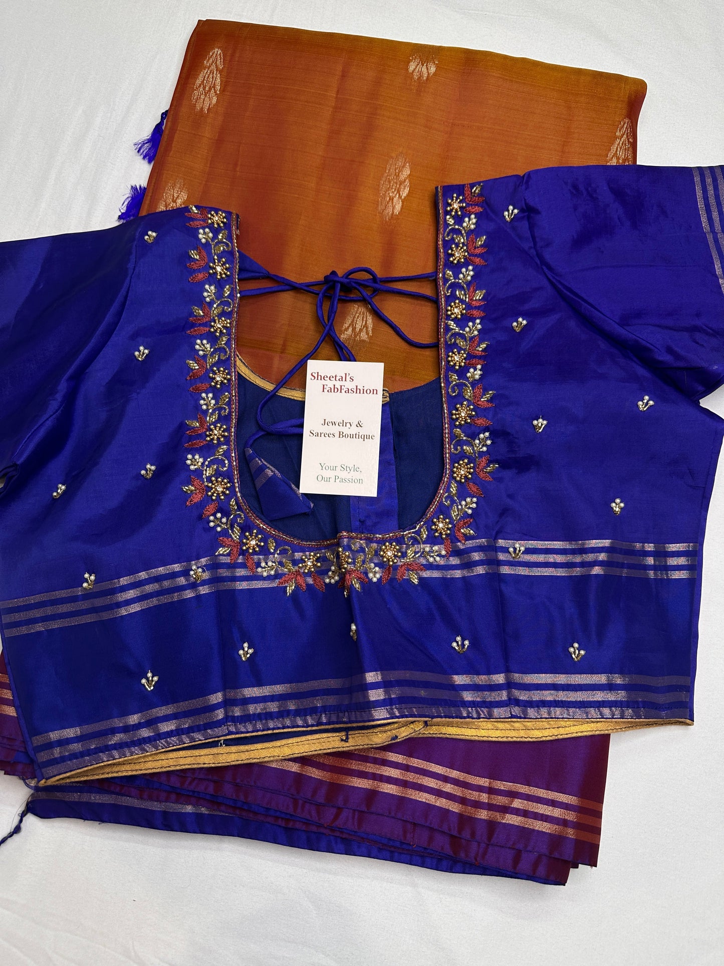 Brown Blue Light Weight Kanchi Soft Silk  Saree
