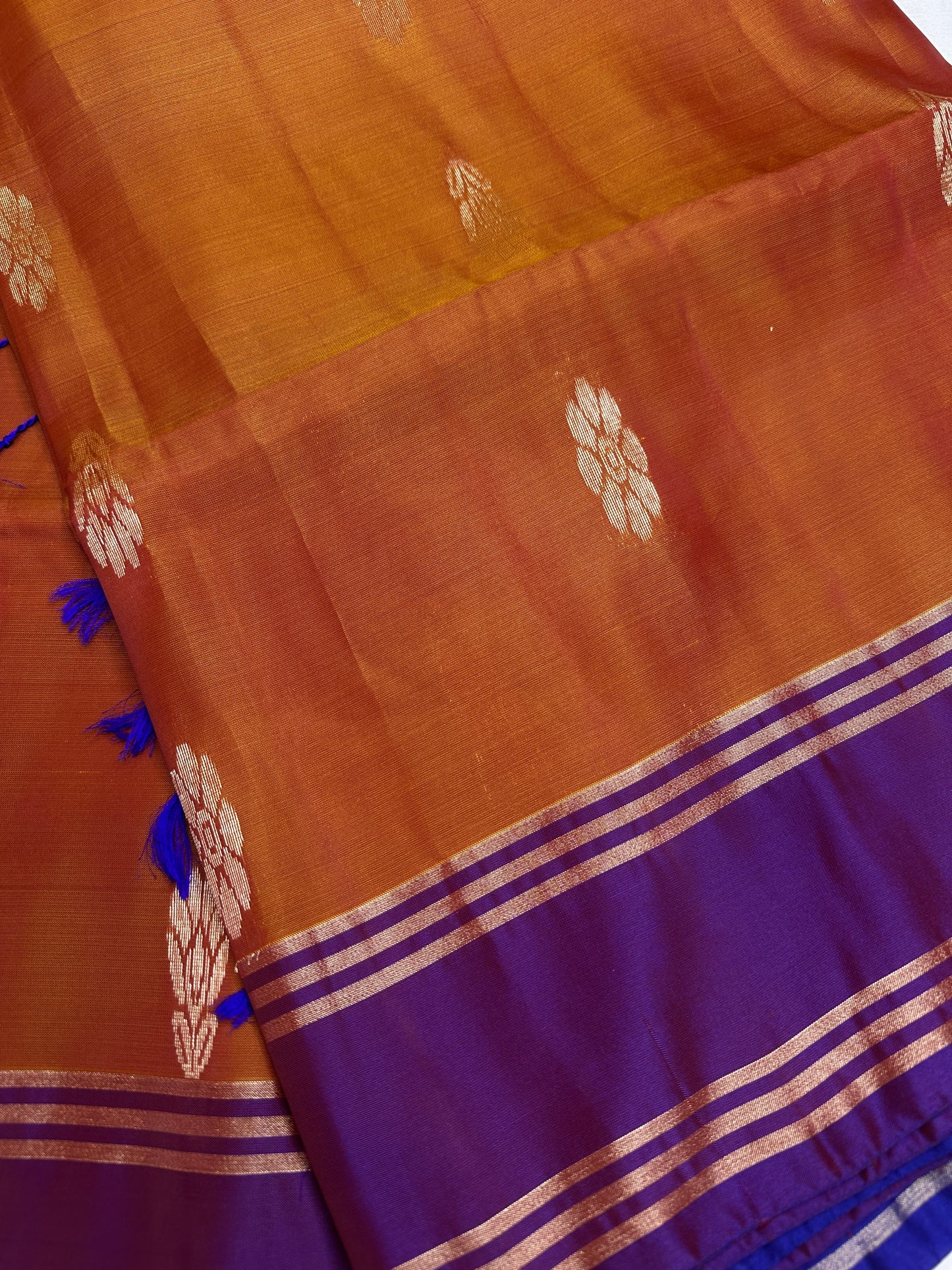 Brown Blue Light Weight Kanchi Soft Silk  Saree