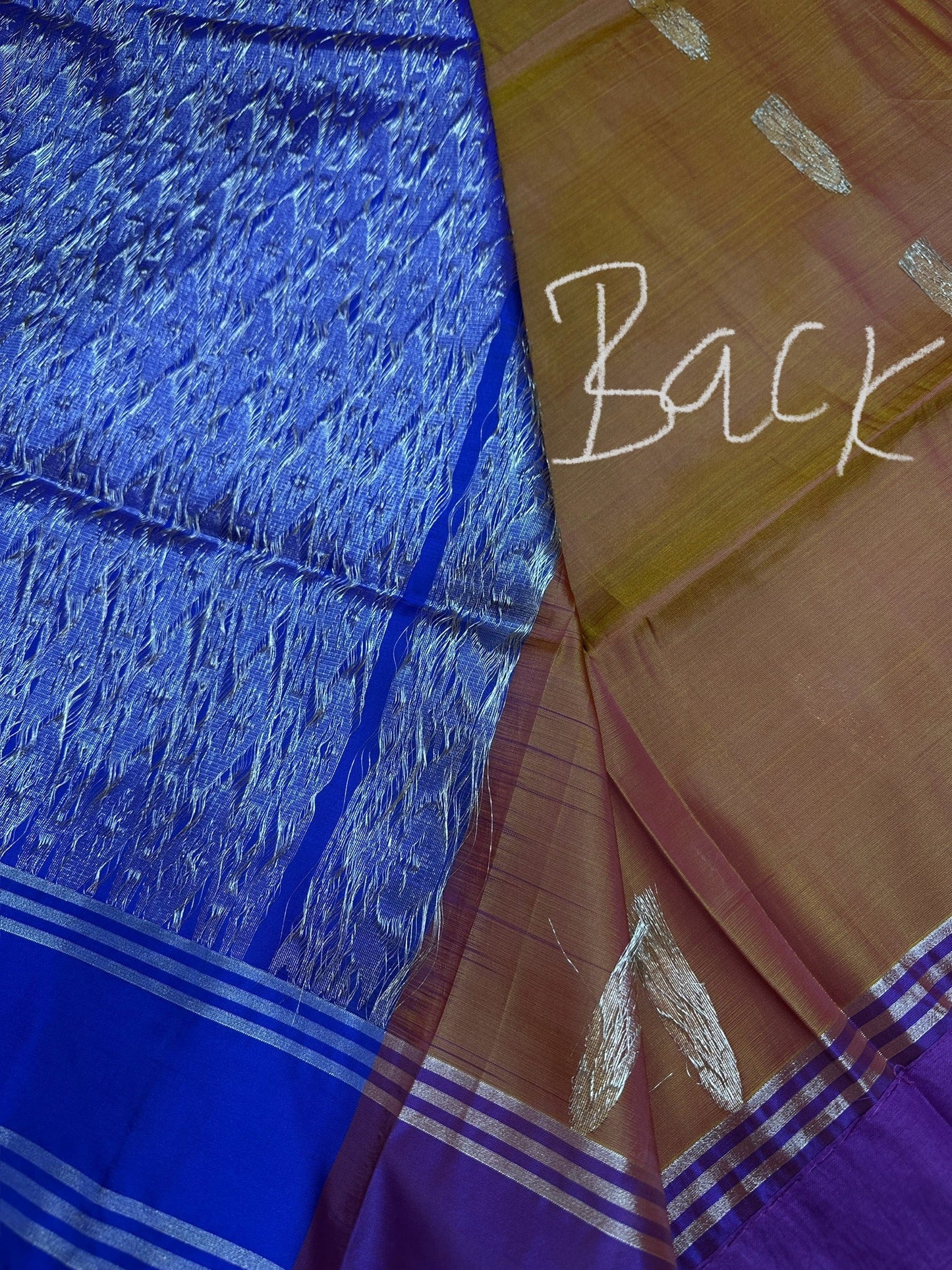 Brown Blue Light Weight Kanchi Soft Silk  Saree