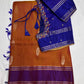 Brown Blue Light Weight Kanchi Soft Silk  Saree