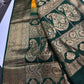 Yellow Green Traditional Semi Gadwal Saree