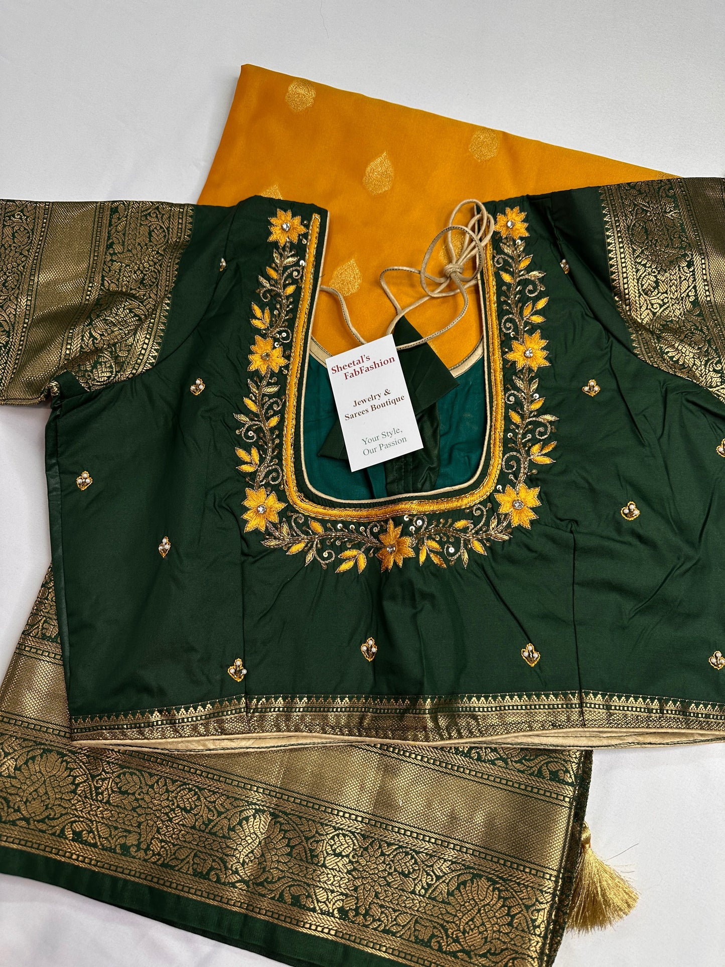Yellow Green Traditional Semi Gadwal Saree