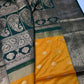 Yellow Green Traditional Semi Gadwal Saree