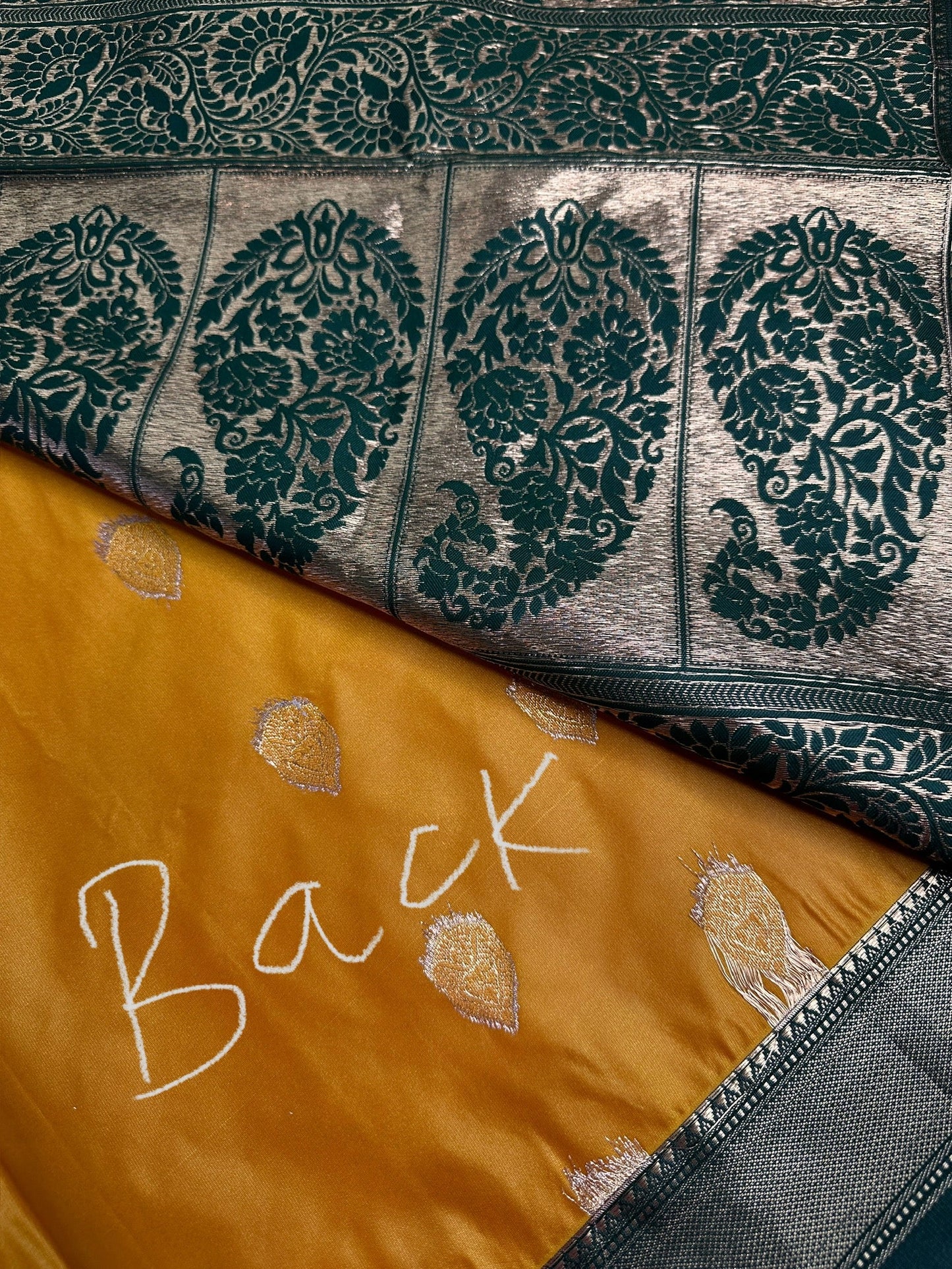Yellow Green Traditional Semi Gadwal Saree