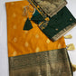 Yellow Green Traditional Semi Gadwal Saree