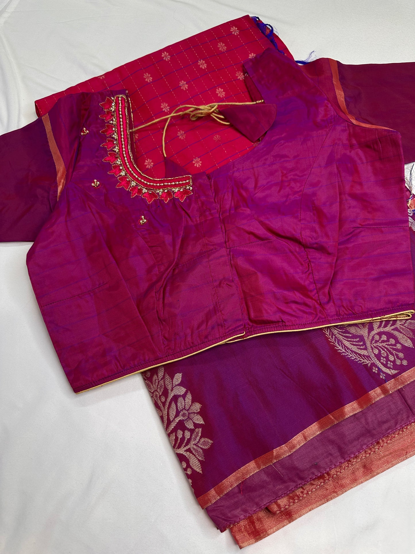 Pink Semi Uppada Silk Butta Saree