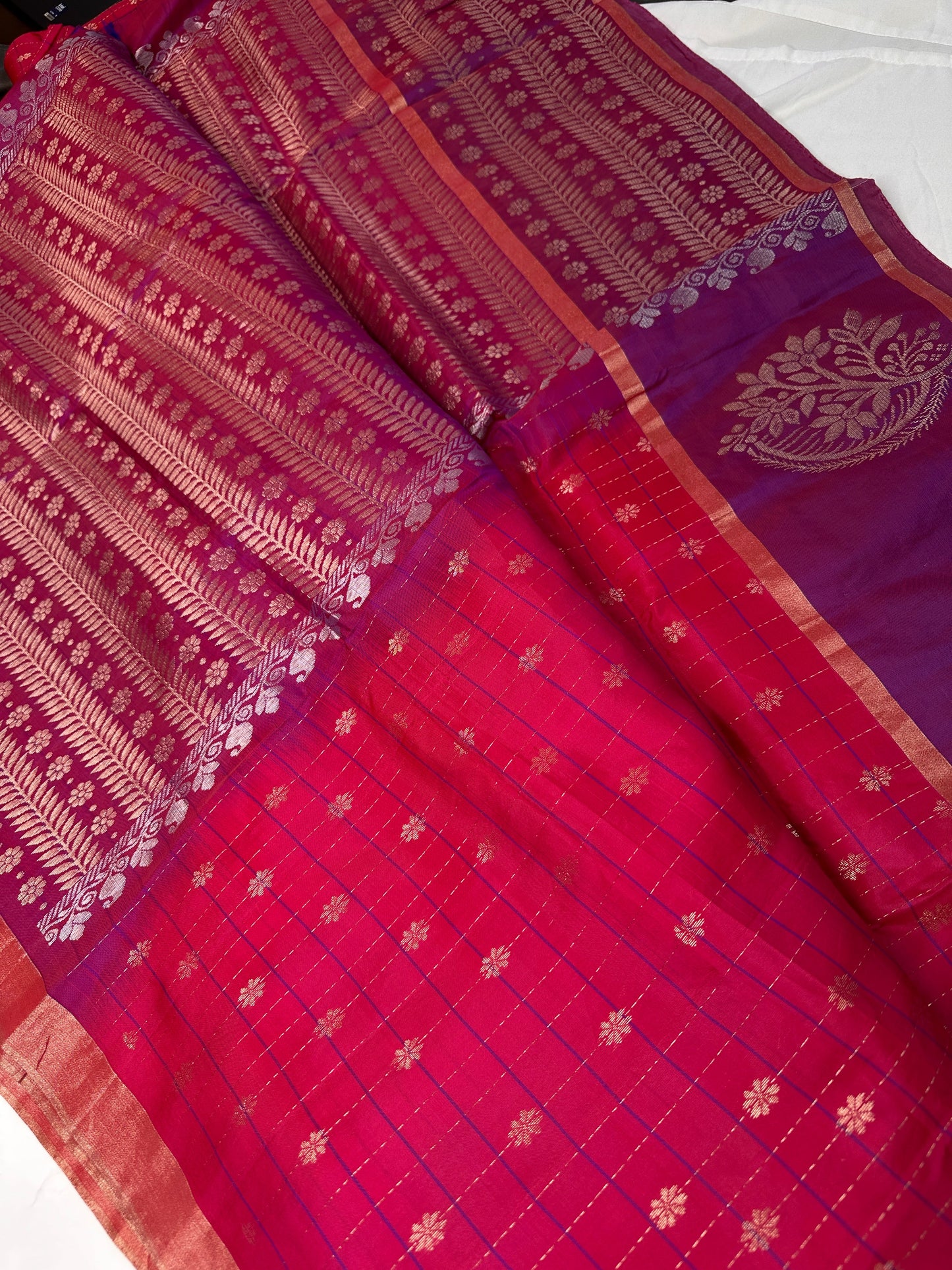 Pink Semi Uppada Silk Butta Saree