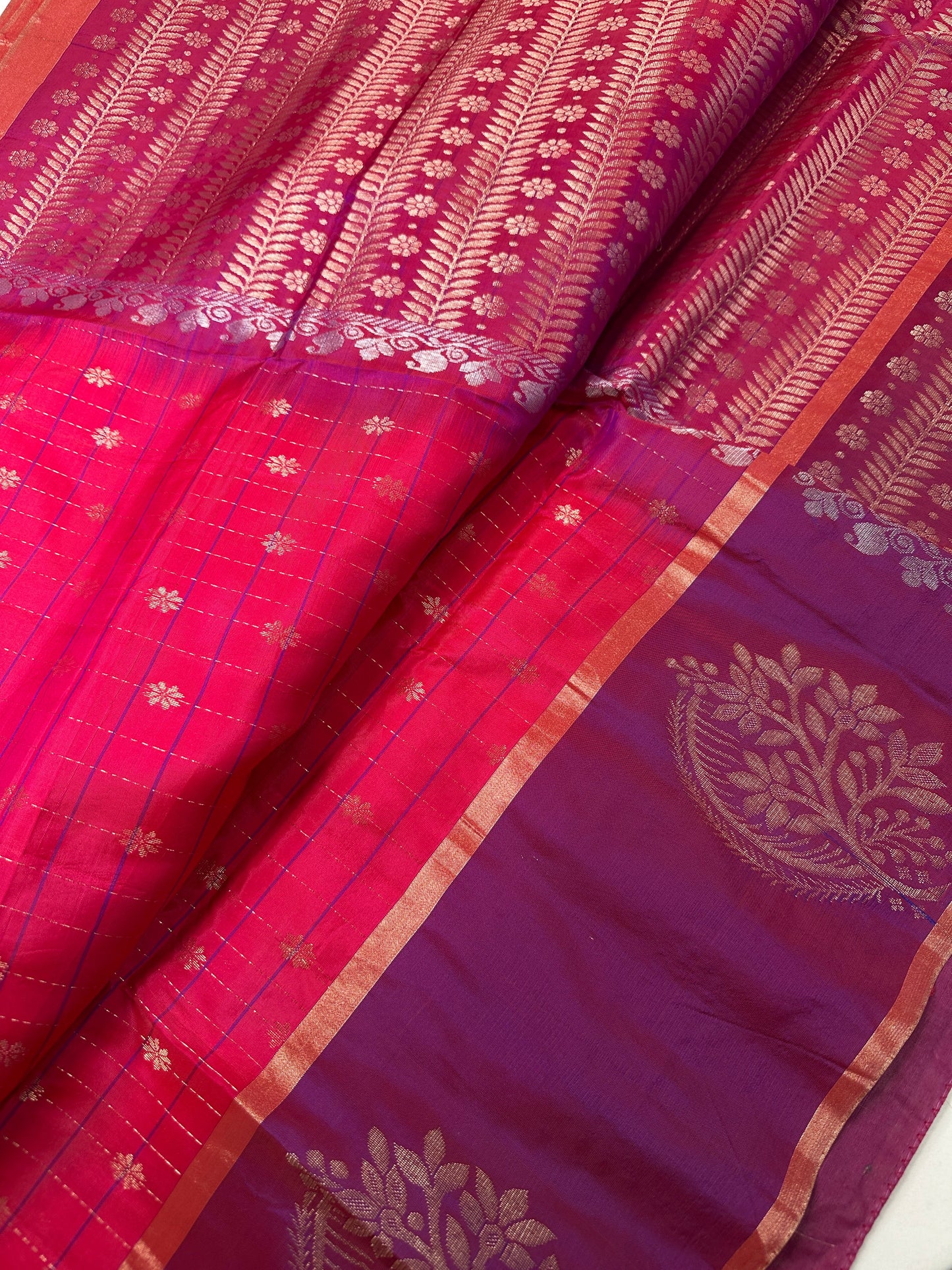 Pink Semi Uppada Silk Butta Saree