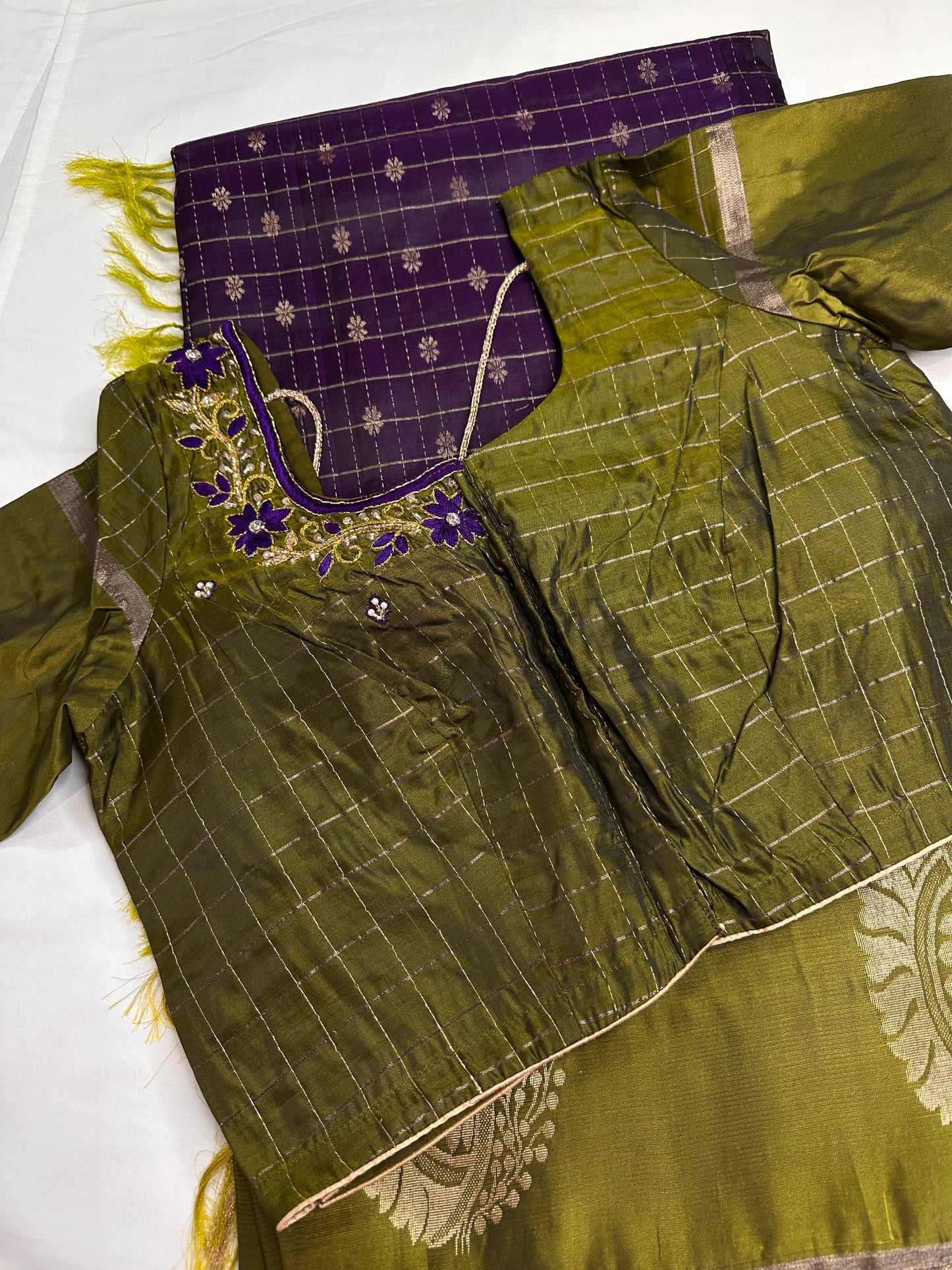 Purple Semi Uppada Silk Butta Saree