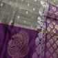 Grey Purple Semi Uppada Silk Butta Saree