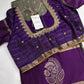Grey Purple Semi Uppada Silk Butta Saree