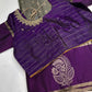 Grey Purple Semi Uppada Silk Butta Saree