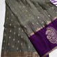 Grey Purple Semi Uppada Silk Butta Saree