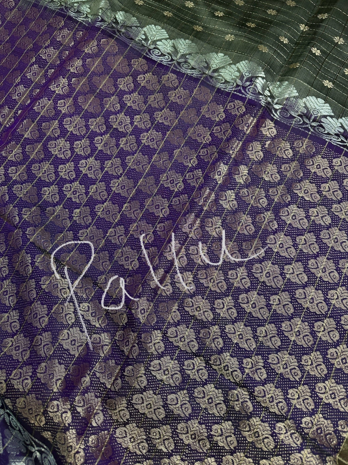 Grey Purple Semi Uppada Silk Butta Saree