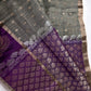 Grey Purple Semi Uppada Silk Butta Saree