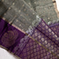 Grey Purple Semi Uppada Silk Butta Saree