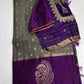 Grey Purple Semi Uppada Silk Butta Saree