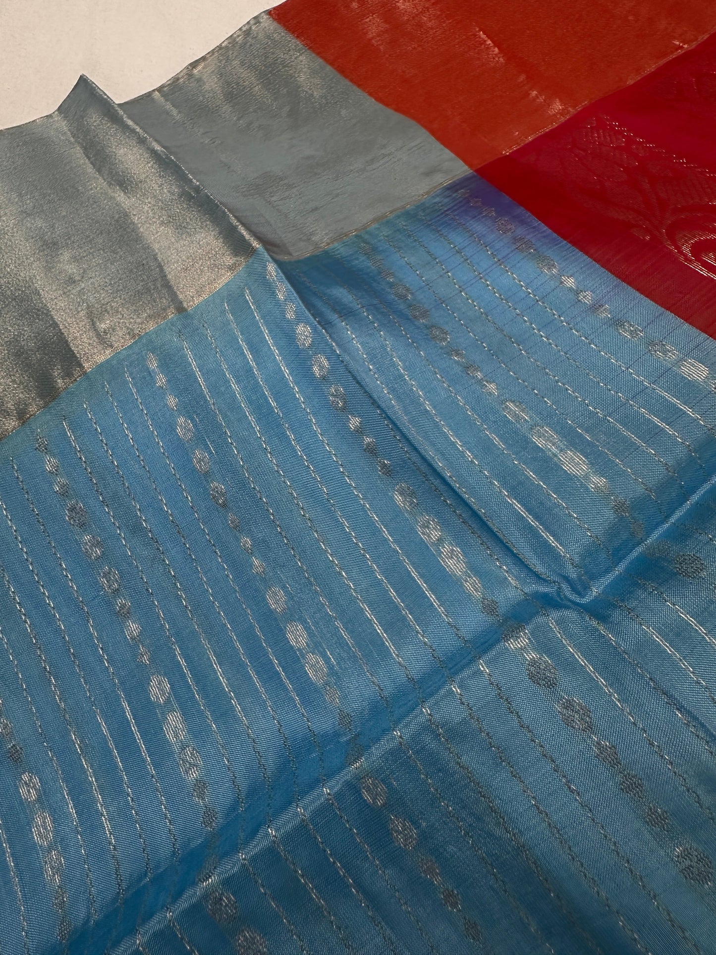 Uppada Semi Blue Pink Light Weight Saree