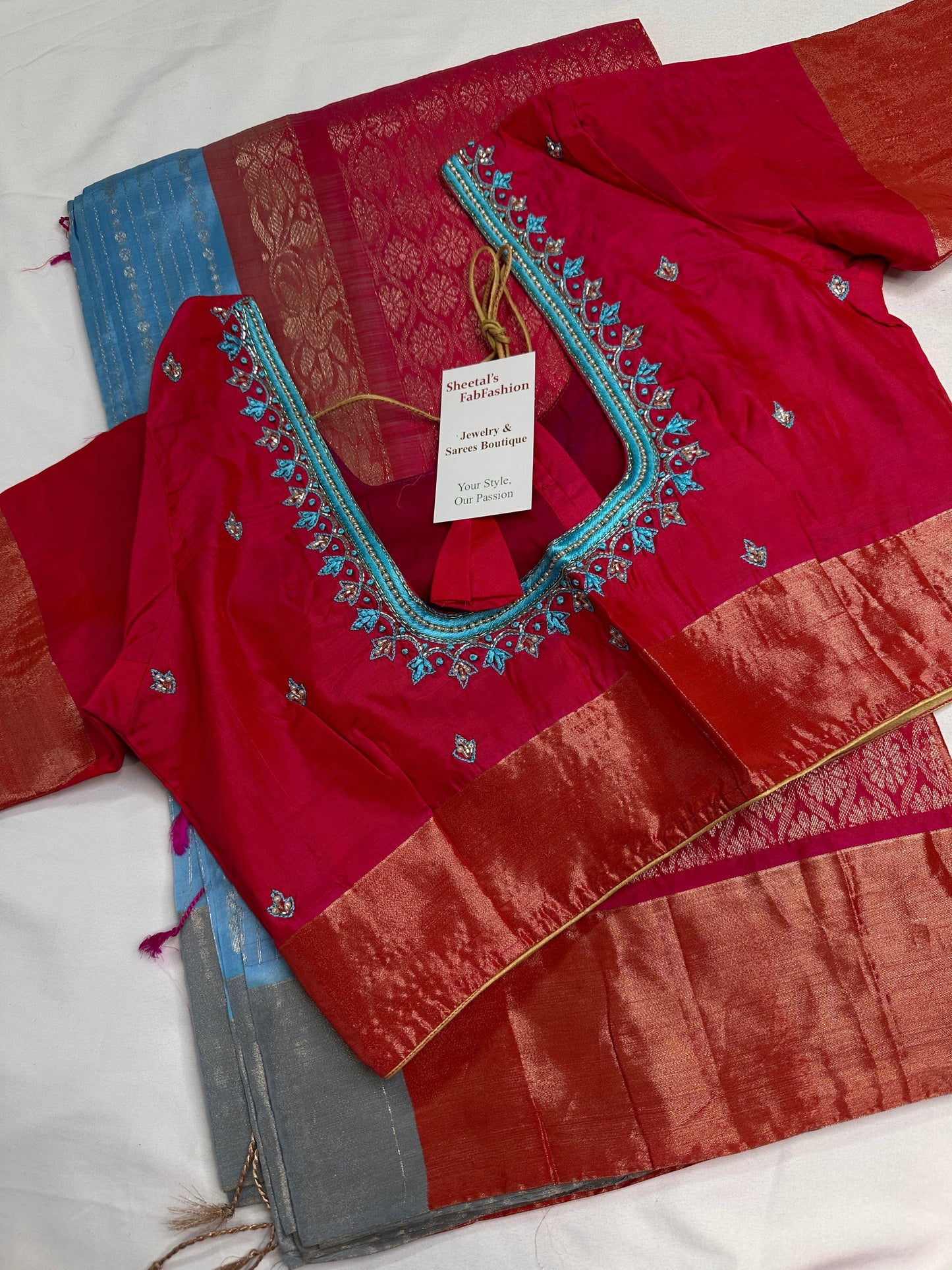 Uppada Semi Blue Pink Light Weight Saree