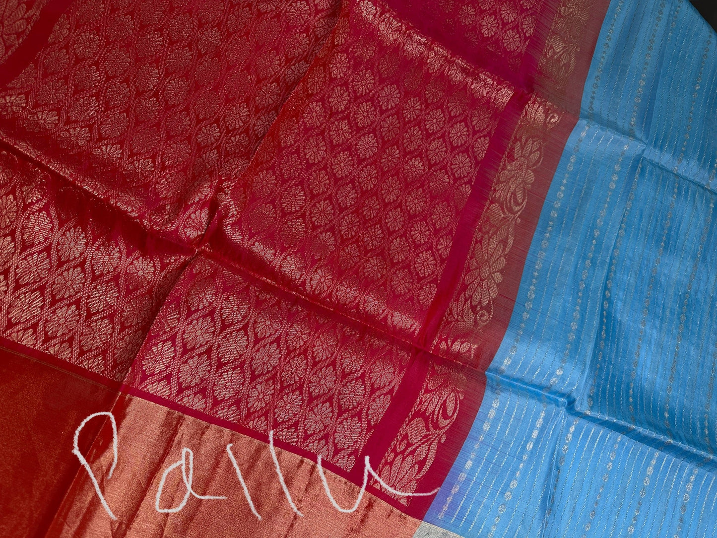 Uppada Semi Blue Pink Light Weight Saree