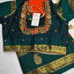 Orange Green Traditional Semi Gadwal Saree