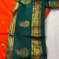 Orange Green Traditional Semi Gadwal Saree
