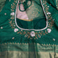 Semi Gadwal Silk Cream Green Saree