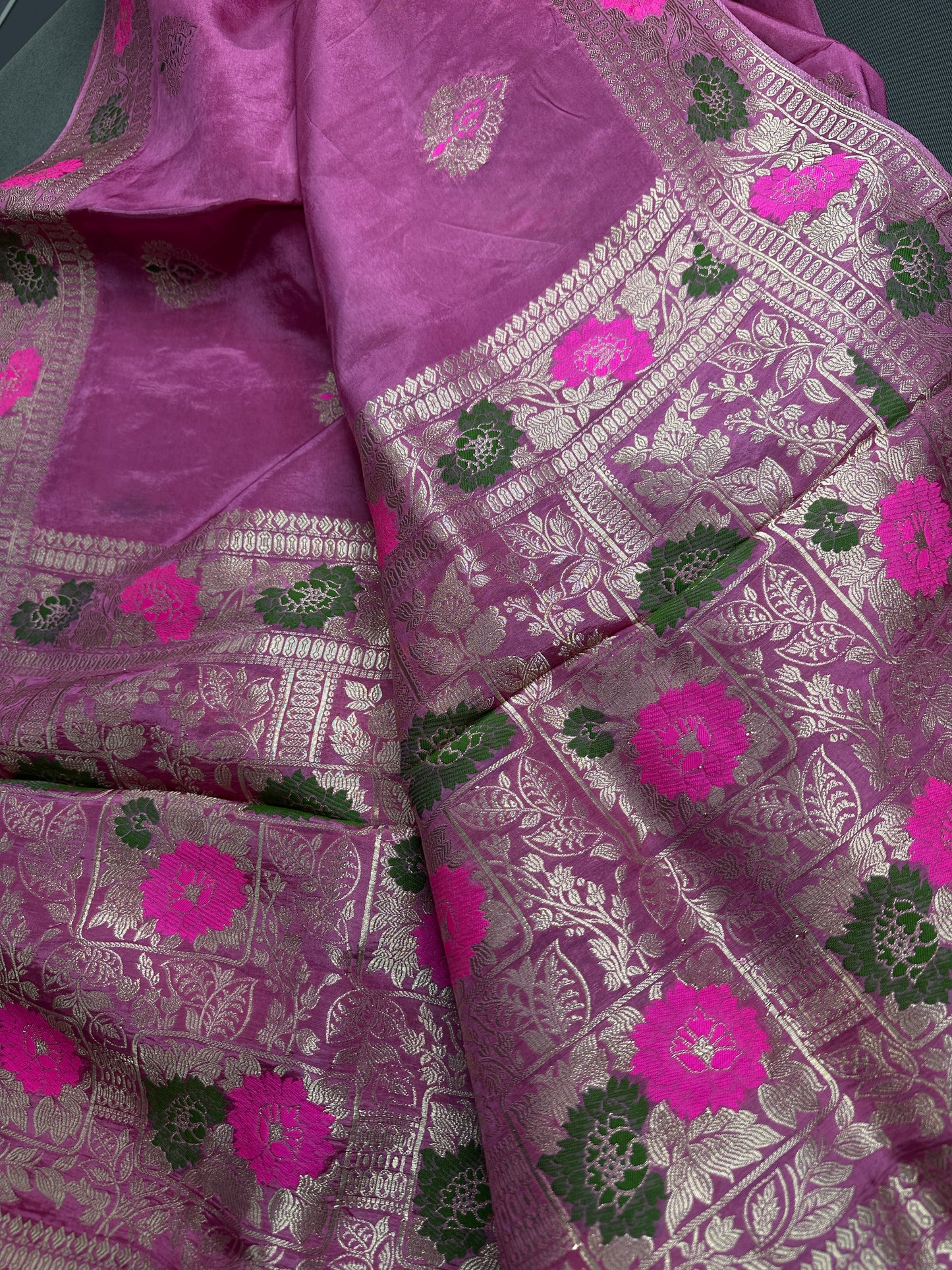 Pink Magenta Banarsi Silk Saree