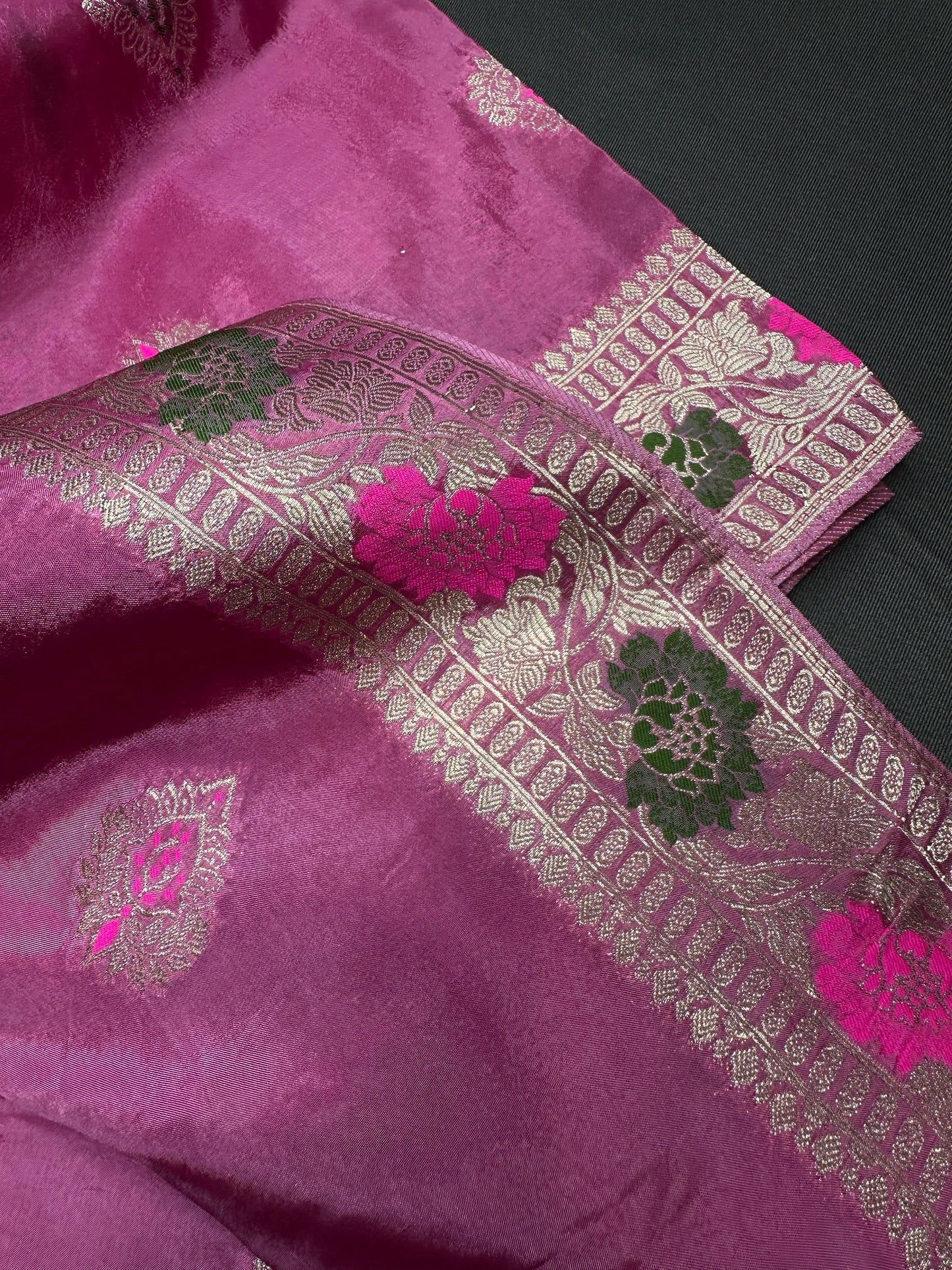 Pink Magenta Banarsi Silk Saree