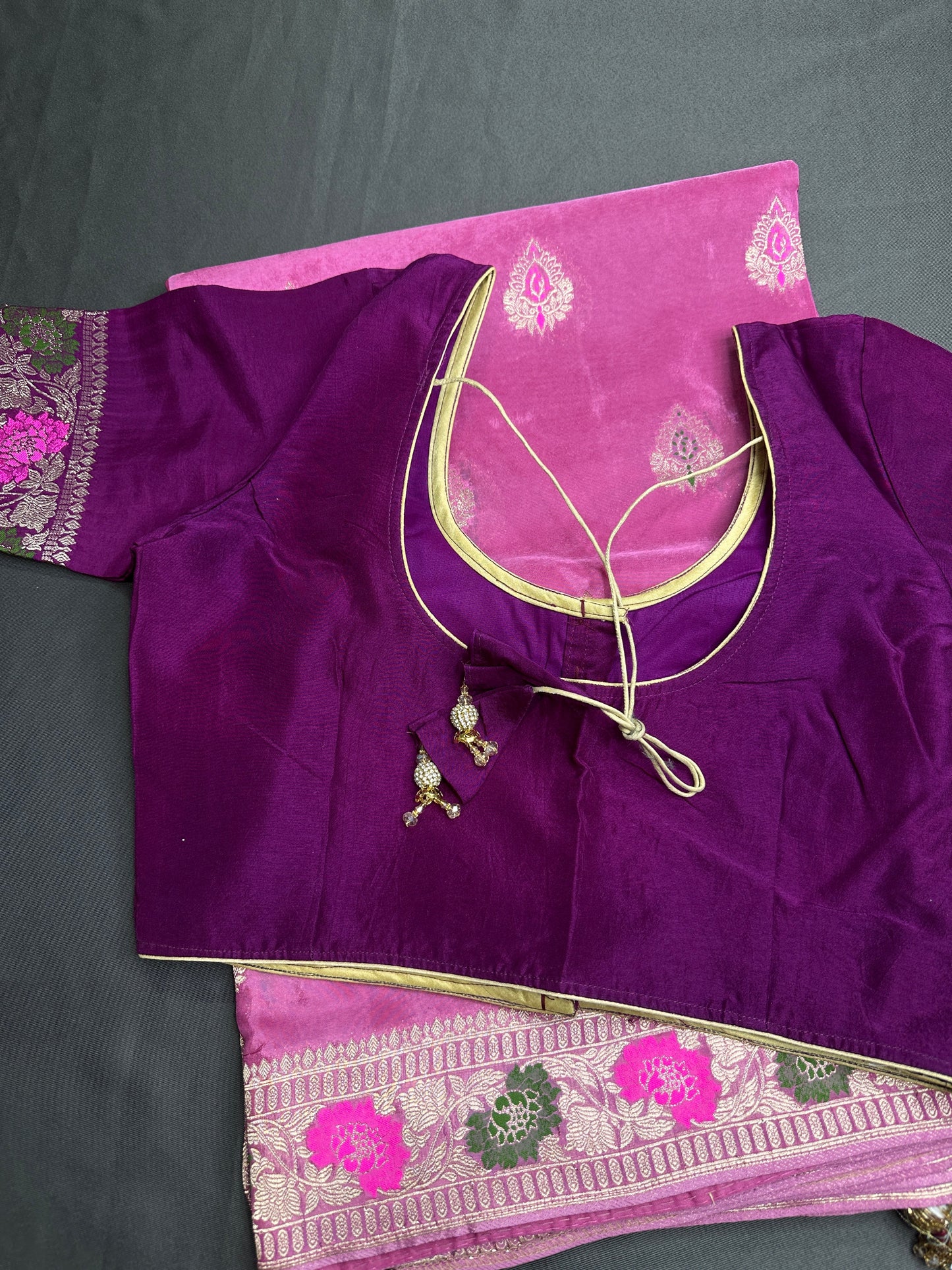 Pink Magenta Banarsi Silk Saree