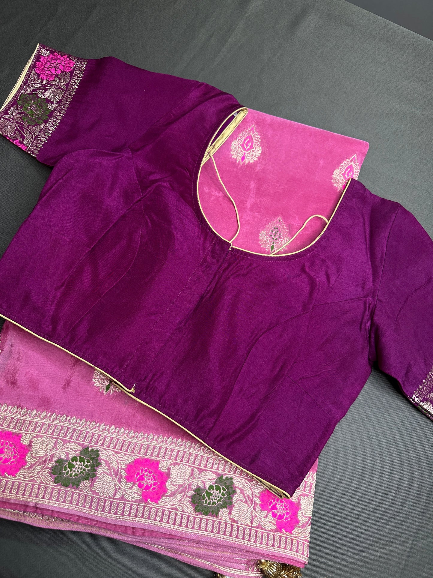 Pink Magenta Banarsi Silk Saree