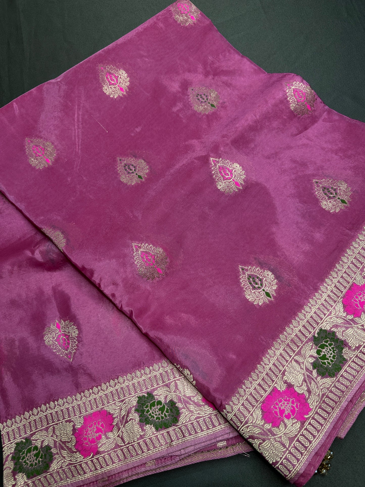 Pink Magenta Banarsi Silk Saree