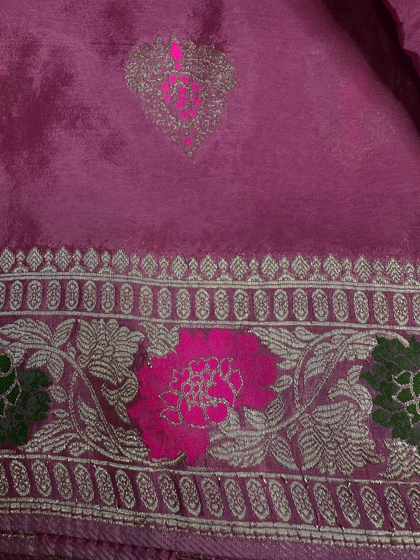 Pink Magenta Banarsi Silk Saree