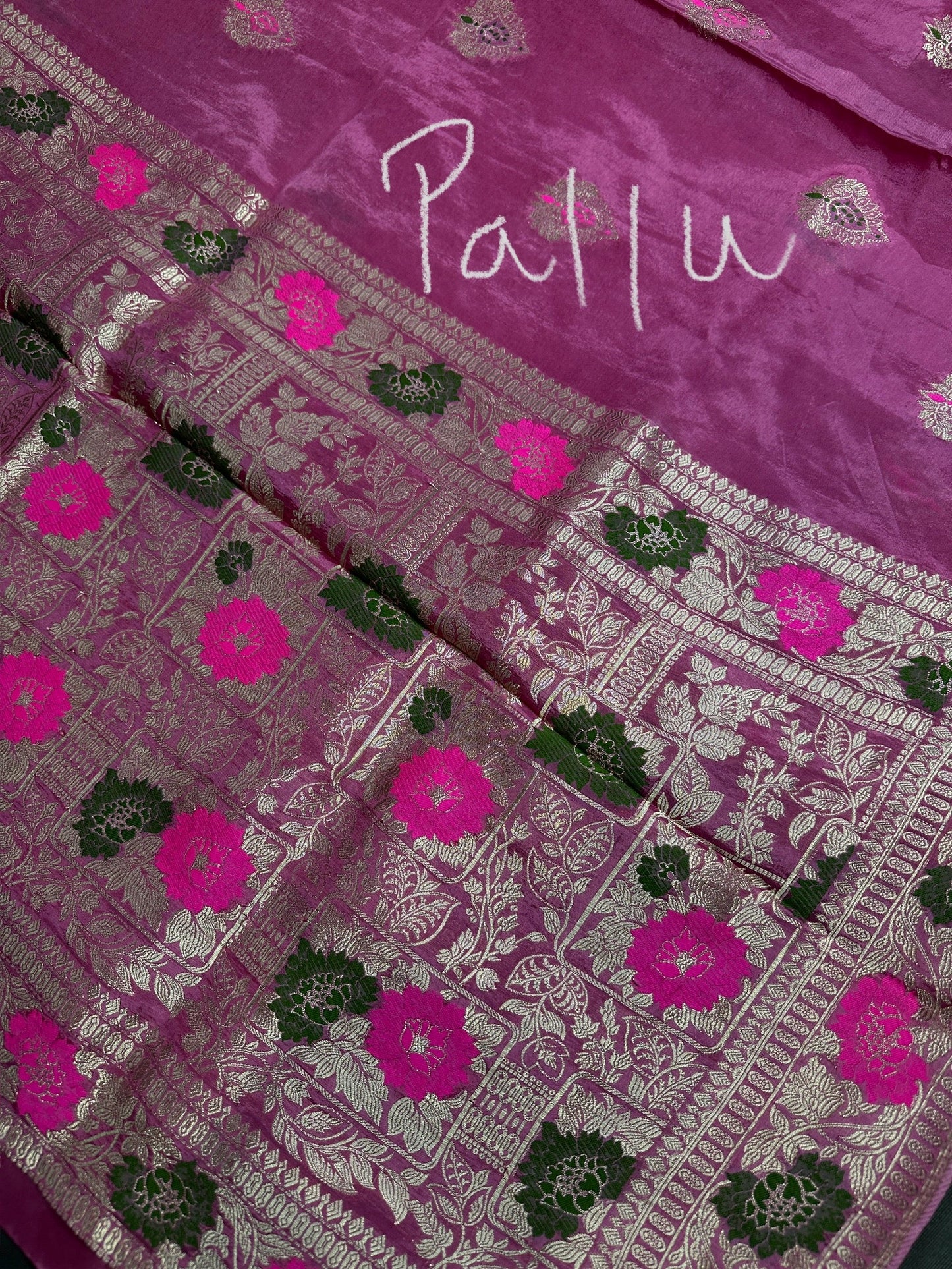 Pink Magenta Banarsi Silk Saree